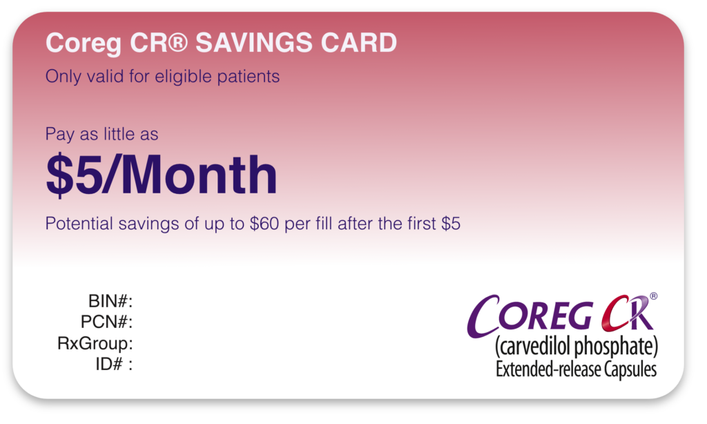descriptive image of blank coreg cr savings card.